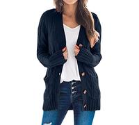 Strickjacke Damen, Cardigan Damen, Langarm Strickjacken Für Damen Mit Taschen Und Knöpfen Dicke Strickjacke Damen Casual Vintage Cardigan Lang Damen Business-Strickjacken Für Den Pendelverkehr