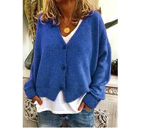 Strickjacke Damen,Damen-Strickjacke, Vintage-Blau, Einfarbig, V-Ausschnitt, Basic-Strickmantel, Weicher Frühling Und Herbst, Warme Strickjacke, Langarm-Pullover, Offener Pullover, Lässige Outwear,