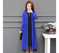 Strickjacke Damen,Damen-Strickjacken, Sommer, Königsblau, Einfarbig, Stricknähte, Elegant, Leicht, Lässig, Lange Ärmel, Vorne Offen, Kurzer Umhang, Midi-Strickjacken, Schal, Bluse, Transparenter
