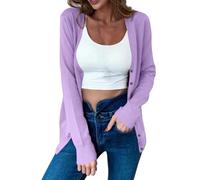 Strickjacke Damen Elegant Einfarbig Langarm Strick Jacke Mit Knöpfe Casual Open Front Jacken Bequem Strickcardigan Frauen Dünn Übergangsjacke Leicht Freizeitjacke Slim Fit Herbstjacke Winterjacke