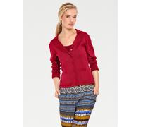 Strickjacke, Damen, Gr. 42, rot, 100% Baumwolle, LINEA TESINI BY HEINE, unifarben, Strickjacken Strickjacke (88410556-42) rot