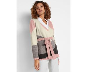 Strickjacke, Damen, Gr. 54, champagner, puder, gemustert, 50% Viskose, 28% Polyester, 22% Polyamid, gemustert, Strickjacken Strickjacke (71506260-54) champagner, puder, gemustert
