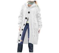 Strickjacke Damen Grobstrick-Cardigan Lang Winter Grobstrickjacke Strickmantel mit Kapuze Strickcardigan Offener Strickjacken-Longstrickjacke GroßE GrößEn Knit Sweater ÜBergangsjacke Wintermäntel