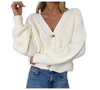 Strickjacke Damen Kurz Beige Cardigan Damen Elegant Festlich Strickmantel Kurzer Cardigan Mit V-Ausschnitt In Lockerer Leichte-Strickjacken Einfarbig Strickpullover Schlicht Slim Fit Bluse