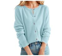 Strickjacke Damen Kurz, Cardigan Damen, Mantel Freizeit Bolero Jäckchen Locker Strickjacken Für Damen Einfarbig Regular Fit Übergangsjacke Dünne Langarm Sommerjacke Leicht Strick Jacke