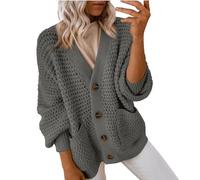 Strickjacke Damen Kurz Grobstrick Pullover Strickjacken Damen Warm Oversize Grobstrickjacke Dicke Open Front Cardigan Frauen Elegant Strickmantel Langarm Casual Übergangsjacke Laternenärmel