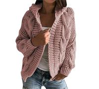 Strickjacke Damen Kurz Grobstrick Pullover Strickjacken Damen Warm Oversize Grobstrickjacke Dicke Open Front Cardigan Frauen Elegant Strickmantel Langarm Casual Übergangsjacke Laternenärmel