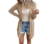 Strickjacke Damen Lang, Cardigan Damen, Open Front Shrug Dünne Jacke Frühling Langarm Strickjacken Für Damen Mit Knöpfen Leichte Sommerjacke, Longstrickjacke Langlebig Women's Cardigans