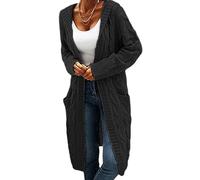 Strickjacke Damen Lang Grobstrick Cardigan Lose Oversize Strickcardigan Leichte Elegante Strickmantel Casual Einfarbig Open Front Sweater Winterjacke