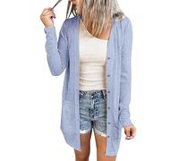 Strickjacke Damen Langarm Elegant Longshirt Damen Modisch Offene Cardigan Dünne Jacke Mit Schalkragen Einfarbig Outwear Leichte Strickcardigan Locker Drapierte Übergangsjacke Sommerjacke