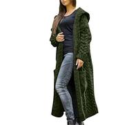 Strickjacke Damen mit Kapuze Lang Langarm Longstrickjacke Strickcardigan Grobstrick-Cardigan Casual Große Größen Herbst Winter Strickmantel Übergangsjacke Elegant Warm Strickjacke Wintermäntel