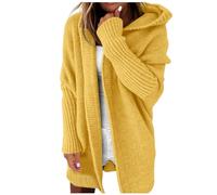 Strickjacke Damen mit Kapuze - Strick Cardigan Damen Lang- Strickmantel Damen Kapuzenpullover Grobstrickjacke Hoodie Pullover Jacke Strickpulli Longstrickjacke Strickjacken für Frauen Herbst Winter