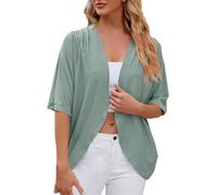 Strickjacke Damen Sommer, Cardigan Damen 3/4 Ärmel, Einfarbig Open Front Übergangsjacke Strick Jacke Frühling Leichte Sommerjacke, Strickjacken Für Damen Kimono Sexy Feinstrickjacke Elegant