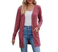 Strickjacke Damen Sommer, Cardigan Damen Lang, Strickjacken Für Damen Langarm Sommerjacke Leicht Dünne Jacke Frühling, Regular Fit Basic Einfarbig Feinstrickjacke Luftig Longstrickjacke