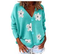 Strickjacke Damen V Ausschnitt Cardigan Elegant Einfarbig Kurz Strickmantel Pullover GroßE GrößEn Wintermantel Grobstrickjacke Herbst Winter Strickpullover Jacke mit Knopf