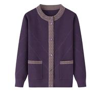 Strickjacke Damen Winter,Strickjacke für Ältere Menschen mittleren Alters und Senioren Pullover für Alte Damen Strickwaren Lässige Langarmoberteile Rundhalspullover Mantel Oma Kleidung Mantel Ja
