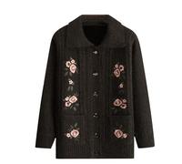Strickjacke Damen Winter,Strickjacke für Alte Damen Damenpullover mit Knöpfen Vintage Jacquard Strickwaren für Ältere Damen Warmer Winterpullover Weich Bequem Oma Kleidung Mantel Jacke Geschenke