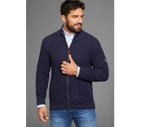 Strickjacke DELMAO "Bis Größe 3XL", Herren, Gr. 3XL (64/66), blau (dunkelblau), Strick, Obermaterial: 60% Baumwolle, 40% Polyacryl, Waffelmuster, regular fit normal, Rippstrickbündchen, Strickjacken S