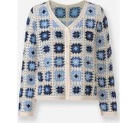 Strickjacke ecru-jeansblau 44/46