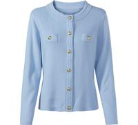 Cardigan HEINE, Damen, Gr. 42, blau (eisblau), 100% Baumwolle, unifarben, Strickjacken (30584900-42) eisblau