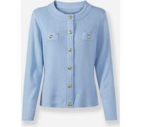 Cardigan HEINE, Damen, Gr. 50, blau (eisblau), 100% Baumwolle, unifarben, Strickjacken (30584900-50) eisblau