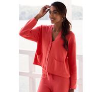 Strickjacke ELBSAND, Damen, Gr. 36/38, rot, Feinstrick, Obermaterial: 55% Baumwolle, 45% Nylon, unifarben, figurumspielend hüftlang, tiefer V-Ausschnitt, Rollsäume, Strickjacken Strickjacke, aus hochw