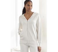 Strickjacke ELBSAND "- Loungejacke - Kapuzenjacken" Gr. 40/42, weiß (wollweiß) Damen Strickjacken (27559836-40) wollweiß