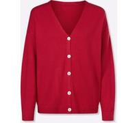 Cardigan HEINE, Damen, Gr. 42, pink (erdbeere), 50% Viskose, 28% Polyester, 22% Polyamid, unifarben, Strickjacken (84131048-42) erdbeere
