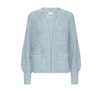 Strickjacke FRANSA "Langarm FRBEVERLY", Damen, Gr. L, blau (citadel melange), Obermaterial: 47% Polyester PES. 47% Viskose CV. 6% Wolle mw., Strickjacken Strickjacke (26598259-L) citadel melange