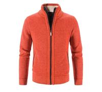 Strickjacke Für Herren - Herbst-Winter-Strickpullover Für Herren, Elegant, Dünn, Strickjacke, Lässig, Strickmantel, Einfarbig, Einreihig, Warme Oberteile, Jacke, Orange, XL