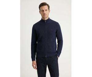Strickjacke FYNCH-HATTON, Herren, Gr. L, navy, Strick, Obermaterial: 100% Baumwolle, unifarben, normal hüftbedeckend, V-Ausschnitt, Flachstrickbündchen, Strickjacken Strickjacke, normale Passform, mit