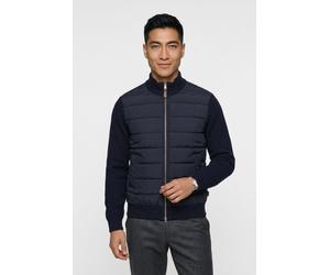 Strickjacke GANT "HYBRID ZIPPED CARDIGAN", Herren, Gr. 3XL, blau (evening blau), Strick, Obermaterial: 40% Baumwolle, 40% Wolle, 20% Polyamid, unifarben, regular fit normal, Rundhals, eingesetzt Rippb