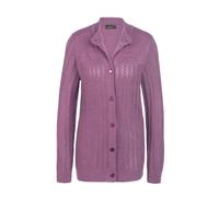 Strickjacke GOLDNER "Ajourstrickjacke", Damen, Gr. 44, lila (hortensie, melange), Obermaterial: 100% Polyacryl PAN., eng Rippe, Strickjacken Strickjacke, Hübsche Strickblüten mit glänzenden Zierperlen