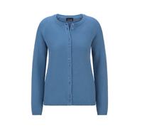 Strickjacke GOLDNER "Cardigan aus Baumwolle, Rundhals", Damen, Gr. 40, blau (rauchblau), Obermaterial: 100% Baumwolle CO., Modisch, Strickjacken Strickjacke, Piqué-Optik (83209922-40) rauchblau