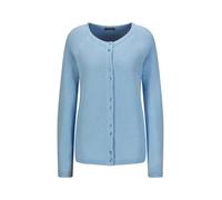 Strickjacke GOLDNER "Cardigan aus Baumwolle, Rundhals", Damen, Gr. 50, blau (hellblau), Obermaterial: 100% Baumwolle CO., Modisch, Strickjacken Strickjacke, Piqué-Optik (97453432-50) hellblau
