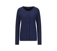 Strickjacke GOLDNER "Cardigan aus Baumwolle, Rundhals", Damen, Gr. 52, blau (marine), Obermaterial: 100% Baumwolle CO., Modisch, Strickjacken Strickjacke, Piqué-Optik (46542166-52) marine