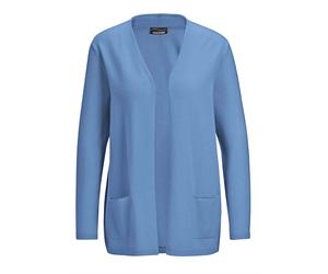 Strickjacke GOLDNER "Cardigan in langer offener Form", Damen, Gr. 38, blau (himmelblau), Obermaterial: 100% Kaschmir WS., figurumspielend, eng Rippe, Pullover Strickjacke, Aufwendig in Form gestrickt
