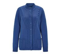 Strickjacke GOLDNER "Cardigan mit Zopfmuster", Damen, Gr. 38, blau (dunkelblau), Obermaterial: 70% Polyacryl PAN. 30% Schurwolle WV., figurumspielend, Rippbündchen, Strickjacken Strickjacke, Zopfmuste