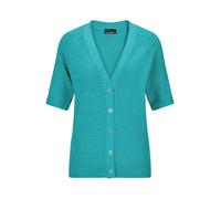 Strickjacke GOLDNER "Damen Cardigan in Pink, Halbarm", Damen, Gr. 42, smaragd, Obermaterial: 57% Polyacryl PAN. 26% Polyester PES. 17% Baumwolle CO., gerade, V-Ausschnitt, Raglanärmel Rippe, Strickjac