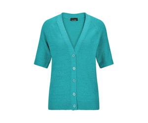Strickjacke GOLDNER "Damen Cardigan in Pink, Halbarm", Damen, Gr. 48, smaragd, Obermaterial: 57% Polyacryl PAN. 26% Polyester PES. 17% Baumwolle CO., gerade, V-Ausschnitt, Raglanärmel Rippe, Strickjac