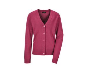 Strickjacke GOLDNER "Eleganter Cardigan mit V-Ausschnitt", Damen, Gr. 50, pink, Obermaterial: 70% Polyacryl PAN. 30% Schurwolle WV., Modisch, gerade, V-Ausschnitt, Strickjacken Strickjacke, mit großen