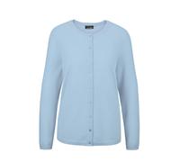 Strickjacke GOLDNER "Eleganter Herbstcardigan mit Rundhals", Damen, Gr. 54, blau (hellblau), Obermaterial: 100% Kaschmir WS., eng normales Bündchen, Strickjacken Strickjacke, Ohne (94435049-54) hellbl