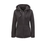 Strickjacke GOLDNER "Flausch-Freizeitjacke in Blousonform", Damen, Gr. 46, grau (anthrazit, silber), Obermaterial: 90% Polyester PES. 10% metallisierte Fasern MTF., figurumspielend, weit normales Bünd