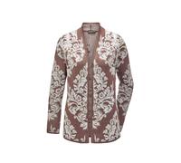 Strickjacke GOLDNER "Jacquard-Strickjacke mit Glanzgarnen", Damen, Gr. 46, braun (toffee, stein, gemustert), Obermaterial: 65% Polyacryl PAN. 25% Schurwolle WV. 10% metallisierte Fasern MTF., Strickja