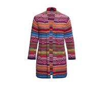 Strickjacke GOLDNER "Kurzgröße Abstrakt gemusterte Jaquardstrickjacke in offener Schnittform", Damen, Gr. 22, bunt, Obermaterial: 100% Baumwolle CO., Rollkante, Strickjacken Strickjacke, Jacquardstric