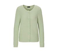 Strickjacke GOLDNER "Kurzgröße Ajourjacke in Querrippen-Optik", Damen, Gr. 22, grün (salbei), Obermaterial: 100% Baumwolle CO., Strickjacken Strickjacke, modischer Strukturstrick (64093323-22) salbei