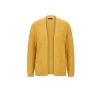 Strickjacke GOLDNER "Kurzgröße Baumwoll-Cardigan ohne Verschluss", Damen, Gr. 20, gelb (honig), Obermaterial: 100% Baumwolle CO., figurumspielend, Rippbündchen, Strickjacken Strickjacke, aufgesetzte T
