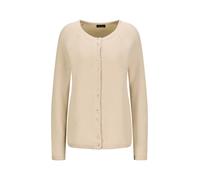 Strickjacke GOLDNER "Kurzgröße Cardigan aus Baumwolle, Rundhals", Damen, Gr. 24, beige, Obermaterial: 100% Baumwolle CO., Modisch, Strickjacken Strickjacke, Piqué-Optik (84235345-24) beige