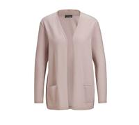 Strickjacke GOLDNER "Kurzgröße Cardigan in langer offener Form", Damen, Gr. 20, beige (sand), Obermaterial: 100% Kaschmir WS., figurumspielend, eng Rippe, Pullover Strickjacke, Aufwendig in Form gestr