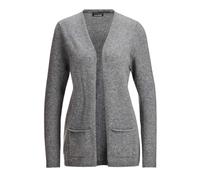 Strickjacke GOLDNER "Kurzgröße Cardigan in langer offener Form", Damen, Gr. 21, grau, Obermaterial: 100% Kaschmir WS., figurumspielend, eng Rippe, Pullover Strickjacke, Aufwendig in Form gestrickt (20